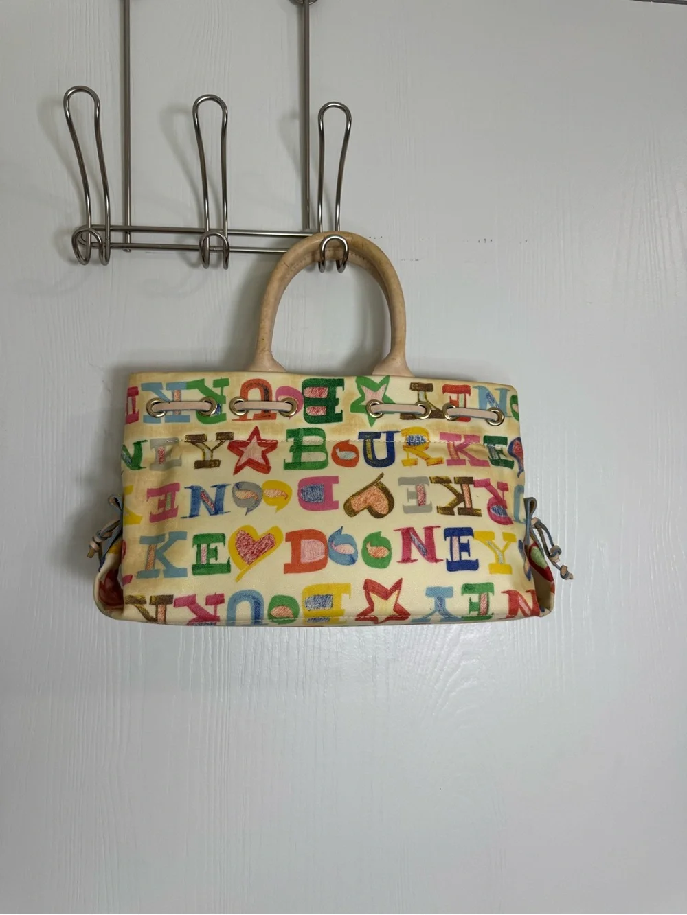 VTG Dooney And Bourke Graffiti Monogram Colorful Purse Coated Canvas Y2K Vintage